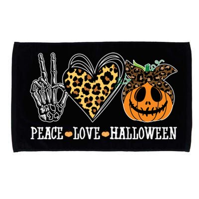 Peace Love Halloween Festive Leopard Microfiber Hand Towel