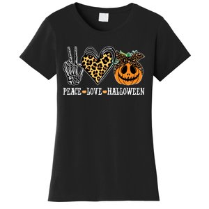 Peace Love Halloween Festive Leopard Women's T-Shirt