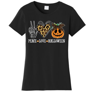 Peace Love Halloween Festive Leopard Women's T-Shirt