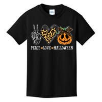 Peace Love Halloween Festive Leopard Kids T-Shirt