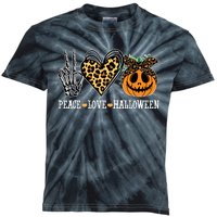 Peace Love Halloween Festive Leopard Kids Tie-Dye T-Shirt