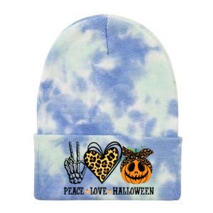 Peace Love Halloween Festive Leopard Tie Dye 12in Knit Beanie