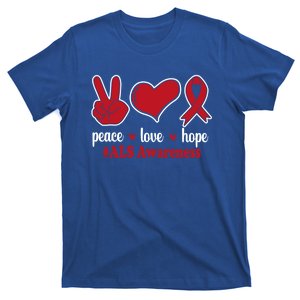 Peace Love Hope Red Ribbon Als Awareness Funny Gift T-Shirt