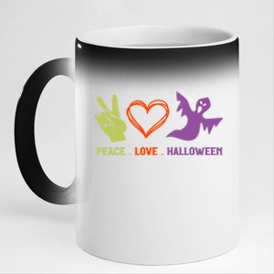 Peace Love Halloween Spirit Spooky Horror Costume Cute Gift 11oz Black Color Changing Mug