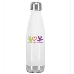 Peace Love Halloween Spirit Spooky Horror Costume Cute Gift Stainless Steel Insulated Water Bottle