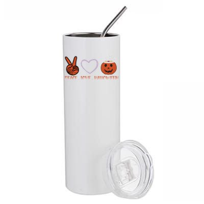 Peace Love Halloween Spirit Spooky Necrocer Cool Gift Stainless Steel Tumbler