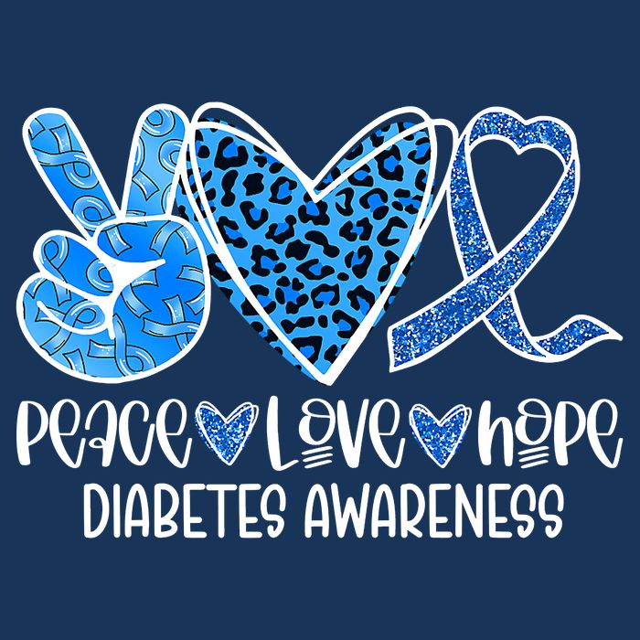 Peace Love Hope Leopard Blue Type 1 Diabetes Awareness T-Shirt