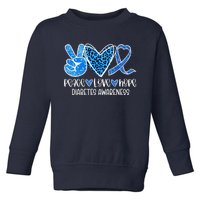 Peace Love Hope Leopard Blue Type 1 Diabetes Awareness Toddler Sweatshirt