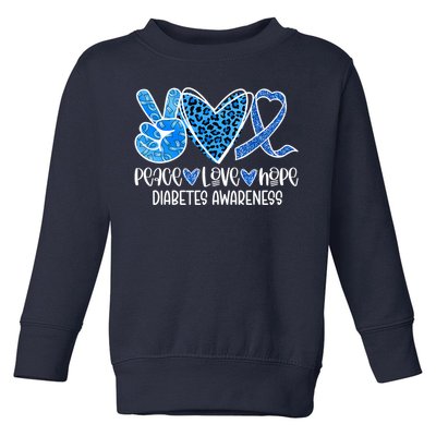 Peace Love Hope Leopard Blue Type 1 Diabetes Awareness Toddler Sweatshirt