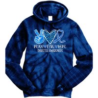 Peace Love Hope Leopard Blue Type 1 Diabetes Awareness Tie Dye Hoodie