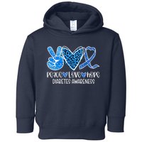 Peace Love Hope Leopard Blue Type 1 Diabetes Awareness Toddler Hoodie