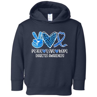 Peace Love Hope Leopard Blue Type 1 Diabetes Awareness Toddler Hoodie