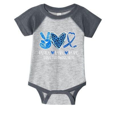 Peace Love Hope Leopard Blue Type 1 Diabetes Awareness Infant Baby Jersey Bodysuit