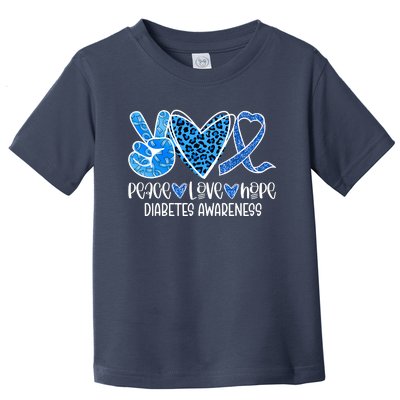 Peace Love Hope Leopard Blue Type 1 Diabetes Awareness Toddler T-Shirt