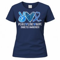 Peace Love Hope Leopard Blue Type 1 Diabetes Awareness Women's T-Shirt