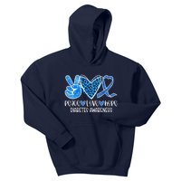 Peace Love Hope Leopard Blue Type 1 Diabetes Awareness Kids Hoodie