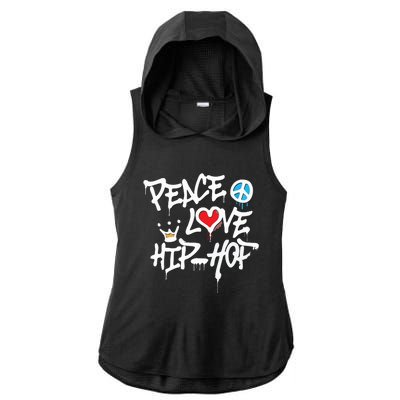 Peace Love Hip Hop Dancing Ladies PosiCharge Tri-Blend Wicking Draft Hoodie Tank