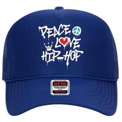 Peace Love Hip Hop Dancing High Crown Mesh Back Trucker Hat