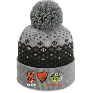 Peace Love Halloween Spirit Spooky Zombie Coffee Great Gift The Baniff Cuffed Pom Beanie