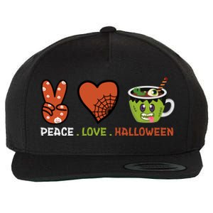 Peace Love Halloween Spirit Spooky Zombie Coffee Great Gift Wool Snapback Cap