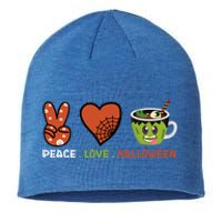 Peace Love Halloween Spirit Spooky Zombie Coffee Great Gift Sustainable Beanie