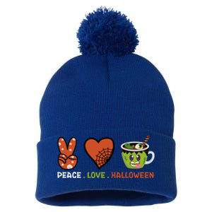 Peace Love Halloween Spirit Spooky Zombie Coffee Great Gift Pom Pom 12in Knit Beanie