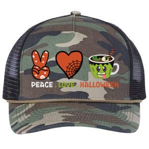 Peace Love Halloween Spirit Spooky Zombie Coffee Great Gift Retro Rope Trucker Hat Cap