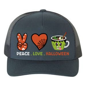 Peace Love Halloween Spirit Spooky Zombie Coffee Great Gift Yupoong Adult 5-Panel Trucker Hat