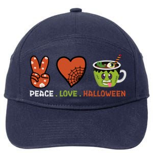 Peace Love Halloween Spirit Spooky Zombie Coffee Great Gift 7-Panel Snapback Hat