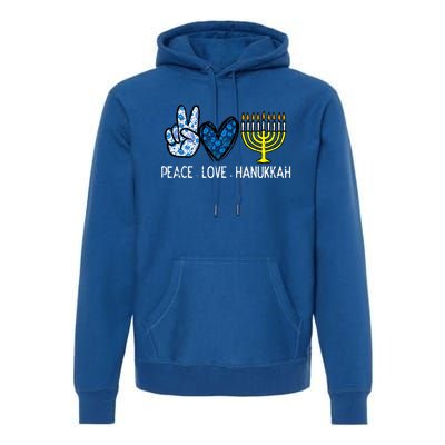 Peace Love Hanukkah Retro Chanukah Jewish  Premium Hoodie