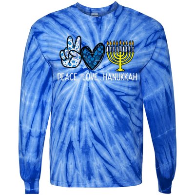 Peace Love Hanukkah Retro Chanukah Jewish  Tie-Dye Long Sleeve Shirt