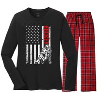 Peace Love Hockey Tie Dye Ice Hockey Stick Puck Women's Long Sleeve Flannel Pajama Set 