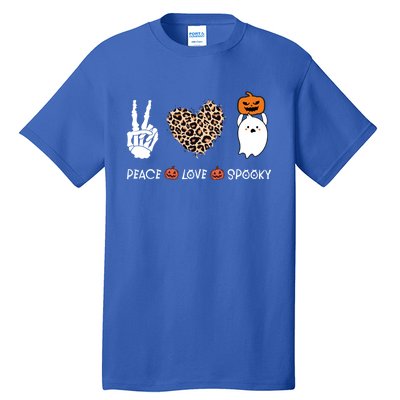 Peace Love Halloween Spooky Boo Leopard Heart Costume Gift Tall T-Shirt