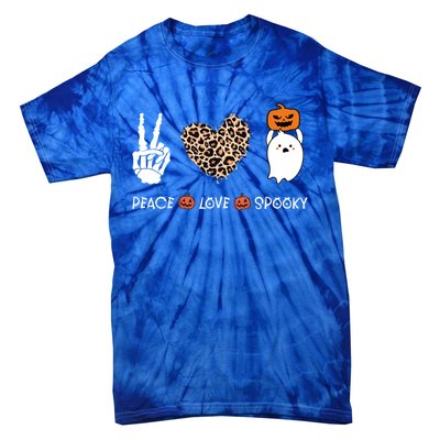 Peace Love Halloween Spooky Boo Leopard Heart Costume Gift Tie-Dye T-Shirt