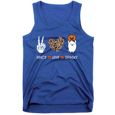 Peace Love Halloween Spooky Boo Leopard Heart Costume Gift Tank Top