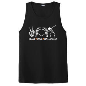 Peace Love Halloween Funny Skeleton Costume Gift PosiCharge Competitor Tank