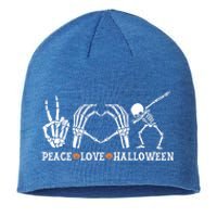 Peace Love Halloween Funny Skeleton Costume Gift Sustainable Beanie