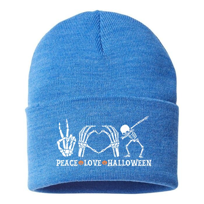 Peace Love Halloween Funny Skeleton Costume Gift Sustainable Knit Beanie