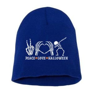 Peace Love Halloween Funny Skeleton Costume Gift Short Acrylic Beanie