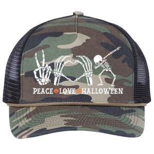 Peace Love Halloween Funny Skeleton Costume Gift Retro Rope Trucker Hat Cap