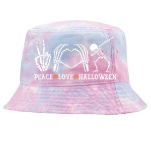 Peace Love Halloween Funny Skeleton Costume Gift Tie-Dyed Bucket Hat