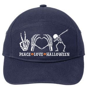 Peace Love Halloween Funny Skeleton Costume Gift 7-Panel Snapback Hat