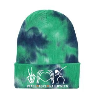 Peace Love Halloween Funny Skeleton Costume Gift Tie Dye 12in Knit Beanie