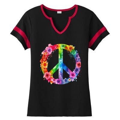 PEACE Love Hippie SIGN LOVE Flower World Peace Day Ladies Halftime Notch Neck Tee