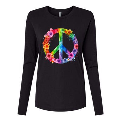 PEACE Love Hippie SIGN LOVE Flower World Peace Day Womens Cotton Relaxed Long Sleeve T-Shirt