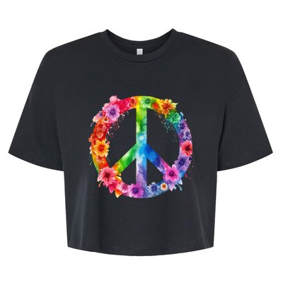 PEACE Love Hippie SIGN LOVE Flower World Peace Day Bella+Canvas Jersey Crop Tee