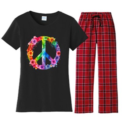 PEACE Love Hippie SIGN LOVE Flower World Peace Day Women's Flannel Pajama Set