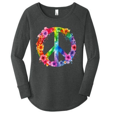 PEACE Love Hippie SIGN LOVE Flower World Peace Day Women's Perfect Tri Tunic Long Sleeve Shirt