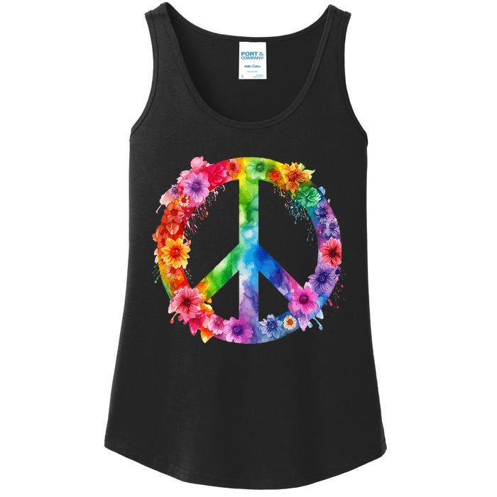 PEACE Love Hippie SIGN LOVE Flower World Peace Day Ladies Essential Tank