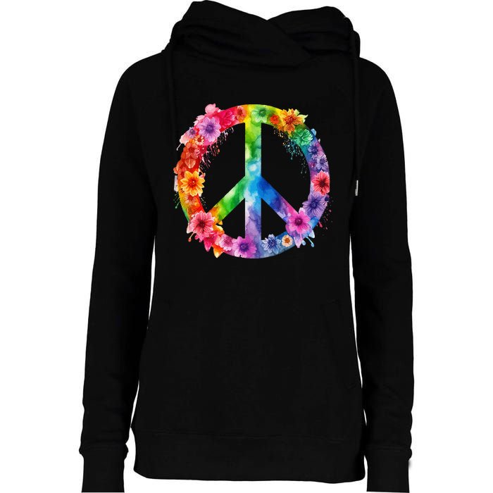 PEACE Love Hippie SIGN LOVE Flower World Peace Day Womens Funnel Neck Pullover Hood